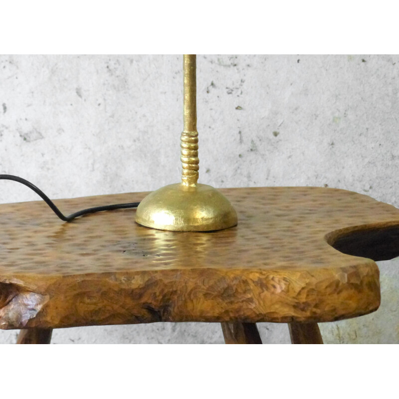 Pied de lampe de table vintage en bronze doré Pierre Casenove 1990
