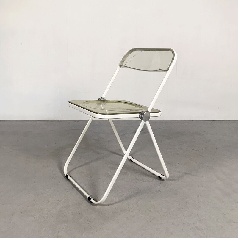 Chaise pliante Vintage White & Lucite Plia de Giancarlo Piretti pour Castelli 1960