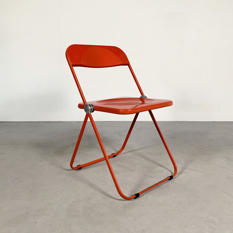 Vintage Red Plia folding chair by Giancarlo Piretti for Castelli, 1960s