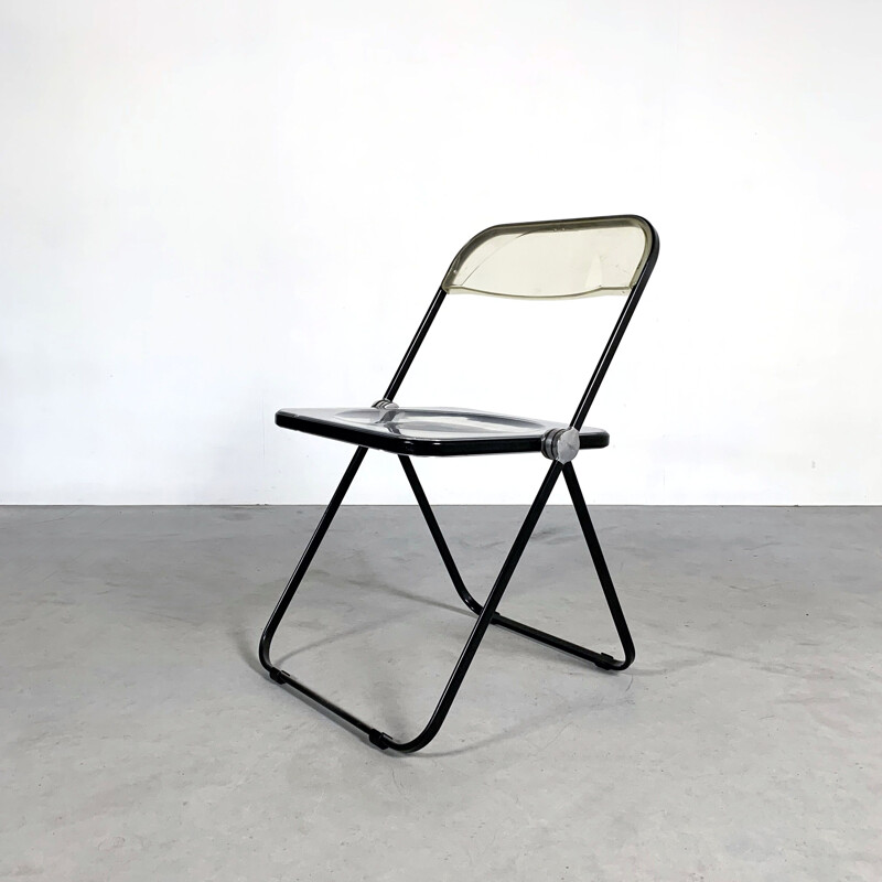 Vintage Black & Lucite Plia folding chair by Giancarlo Piretti for Castelli, 1960s