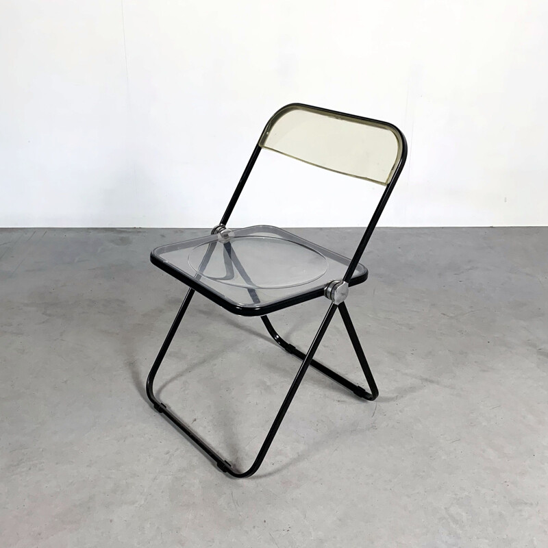 Vintage Black & Lucite Plia folding chair by Giancarlo Piretti for Castelli, 1960s