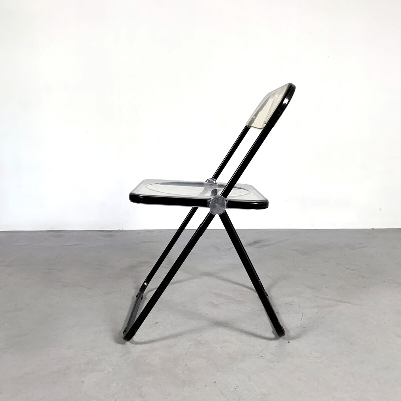 Vintage Black & Lucite Plia folding chair by Giancarlo Piretti for Castelli, 1960s