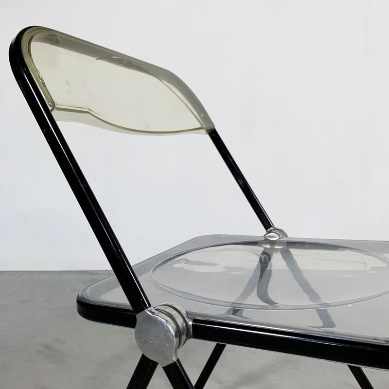 Vintage Black & Lucite Plia folding chair by Giancarlo Piretti for Castelli, 1960s