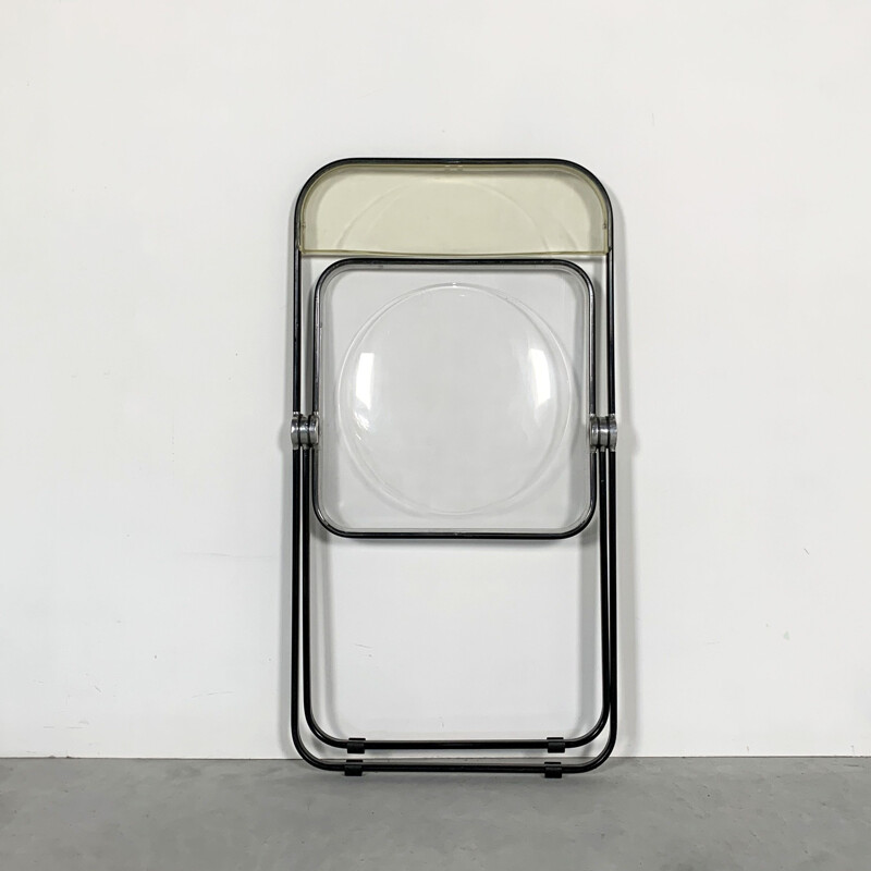 Vintage Black & Lucite Plia folding chair by Giancarlo Piretti for Castelli, 1960s