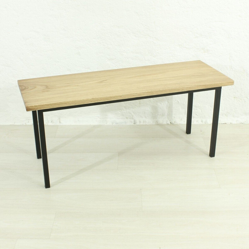 Vintage bench massive oak, metal 1960s