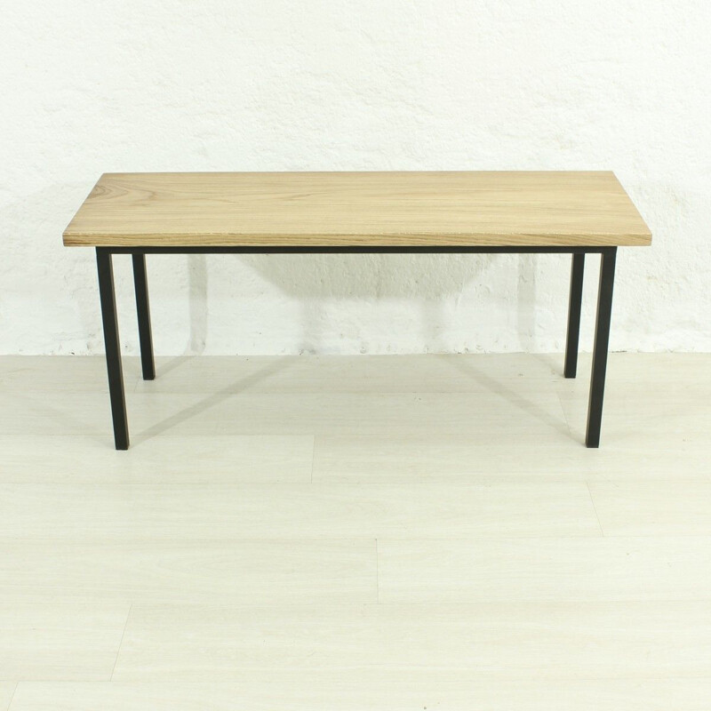 Vintage bench massive oak, metal 1960s