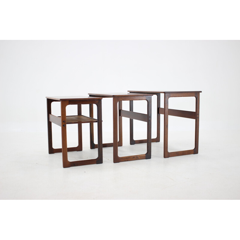 Vintage Johannes Andersen Palisander Nesting Tables for CFC Christensen of Silkeborg, Denmark 1960s