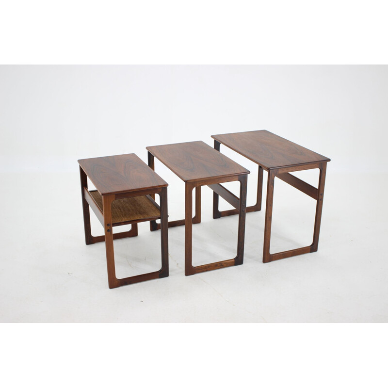 Vintage Johannes Andersen Palisander Nesting Tables for CFC Christensen of Silkeborg, Denmark 1960s