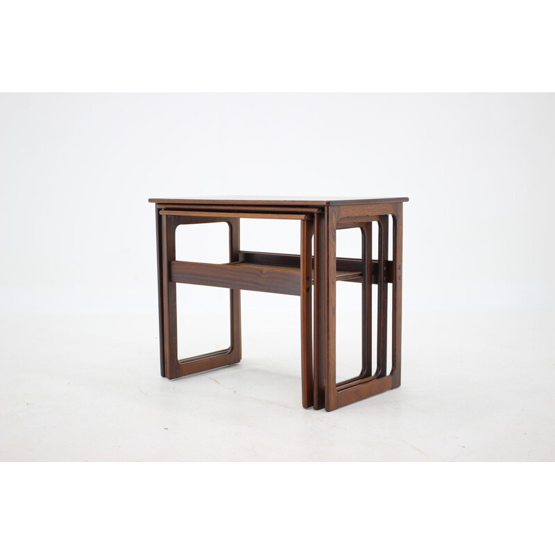 Vintage Johannes Andersen Palisander Nesting Tables for CFC Christensen of Silkeborg, Denmark 1960s