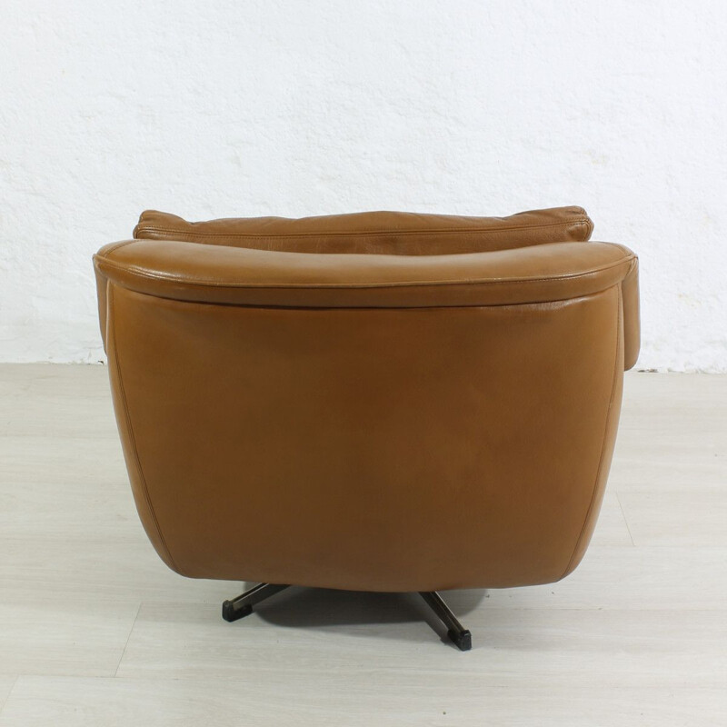 Mid-century leather lounge armchair 1970s