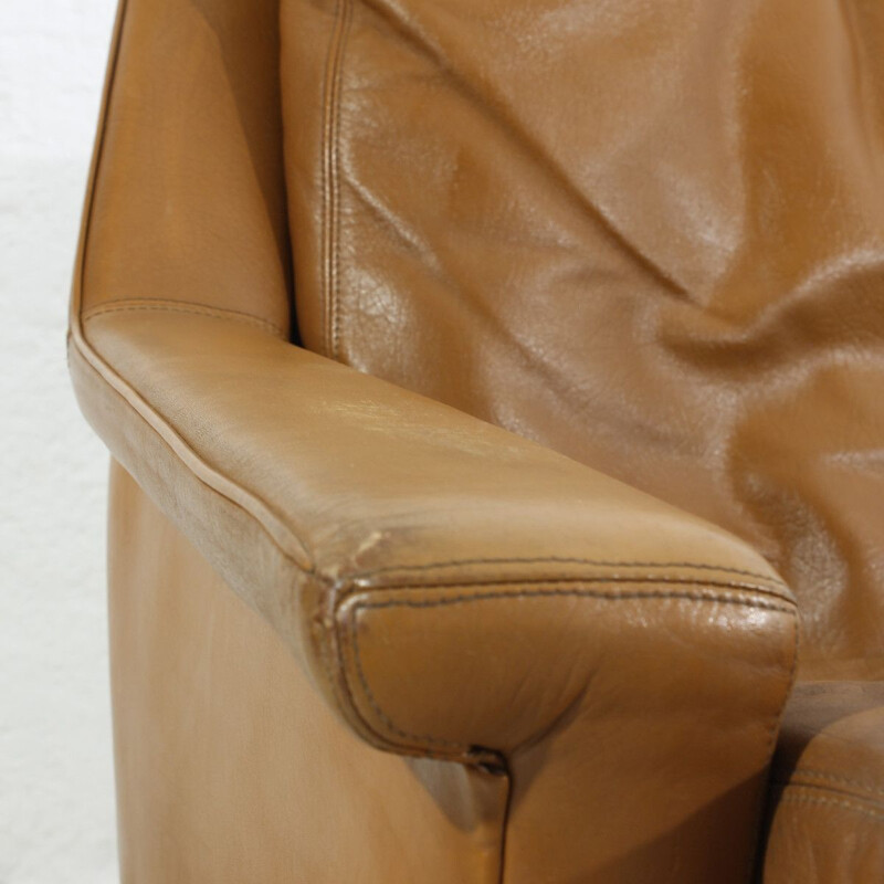 Mid-century leather lounge armchair 1970s