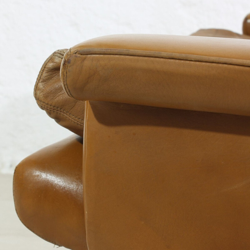 Mid-century leather lounge armchair 1970s