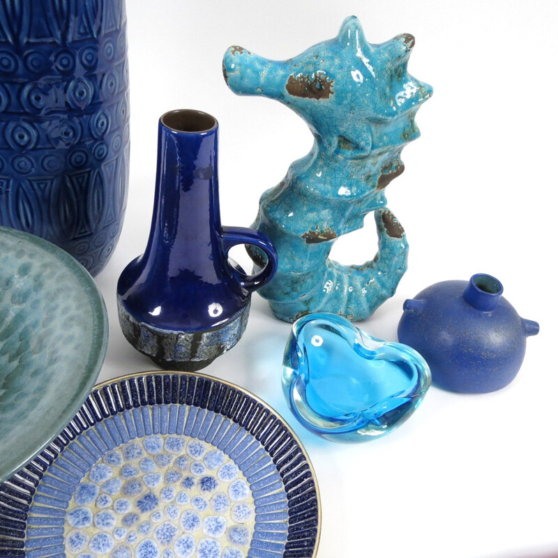 Set van 10 vintage objecten van glas en keramiek