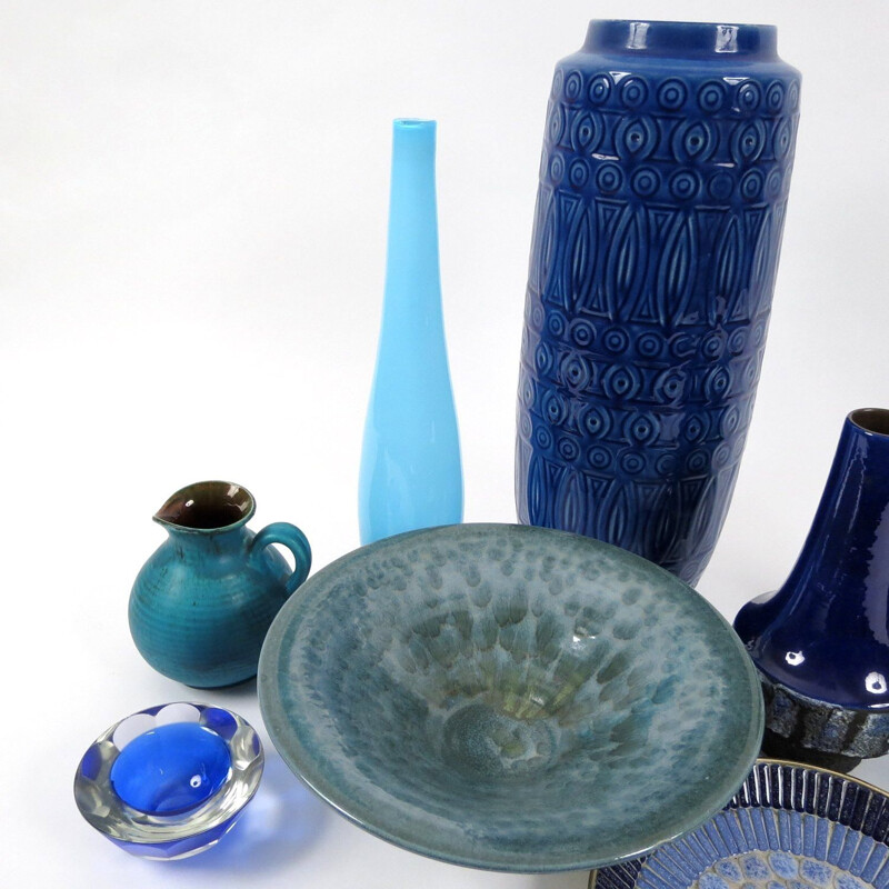 Set di 10 oggetti vintage in vetro e ceramica