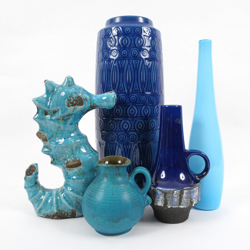 Conjunto de 10 objectos de vidro e cerâmica vintage