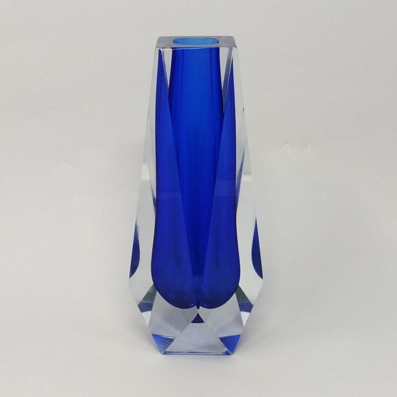 Vintage Blue Vase By Flavio Poli for Seguso 1960s