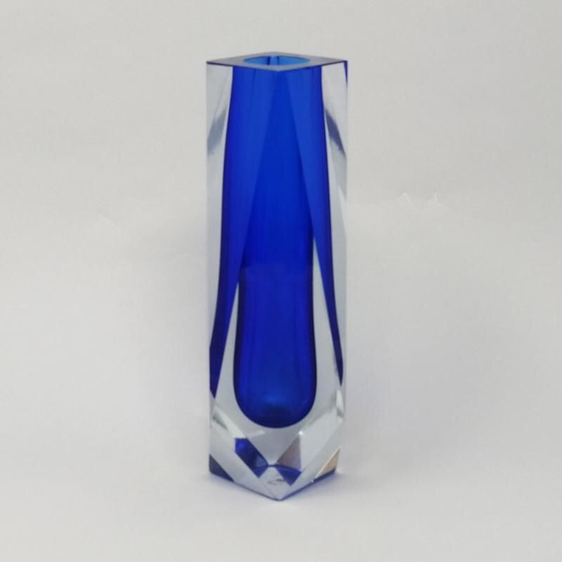 Vintage Blue Vase By Flavio Poli for Seguso 1960s