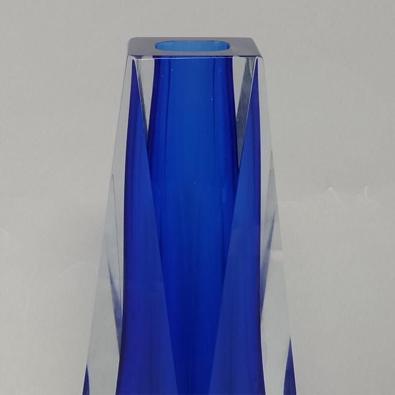 Vintage Blue Vase By Flavio Poli for Seguso 1960s