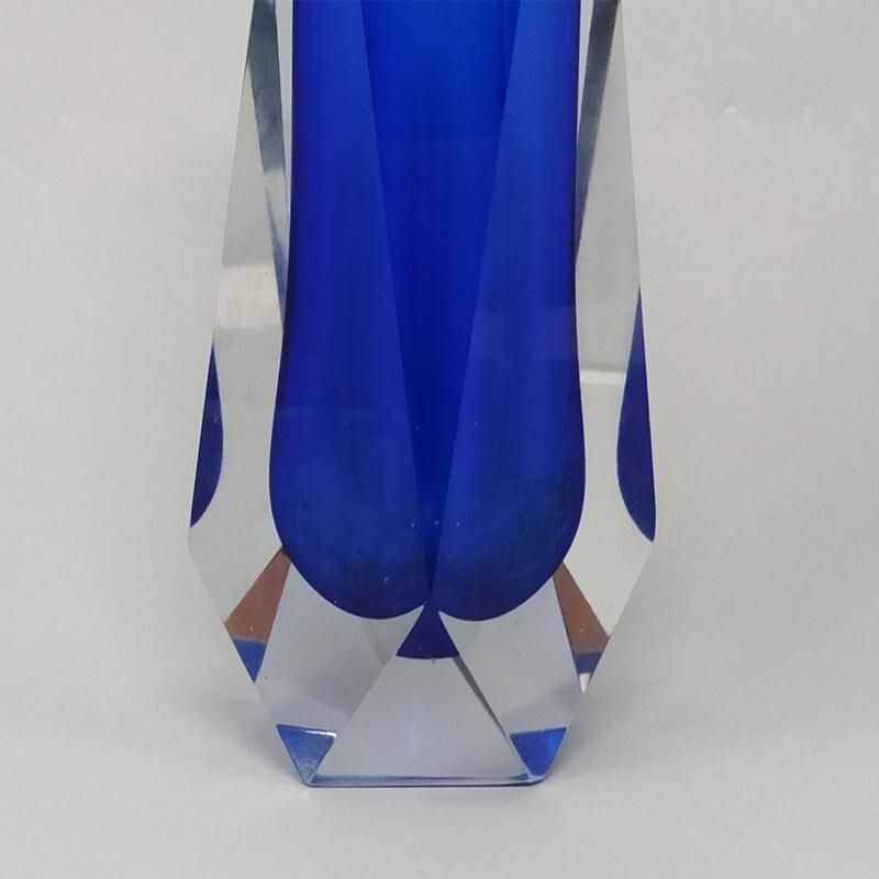 Vintage Blue Vase By Flavio Poli for Seguso 1960s