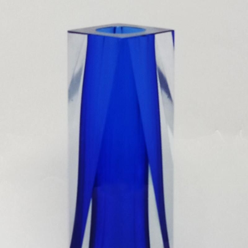 Vase bleu vintage de Flavio Poli pour Seguso 1960
