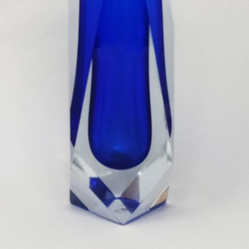 Vase bleu vintage de Flavio Poli pour Seguso 1960