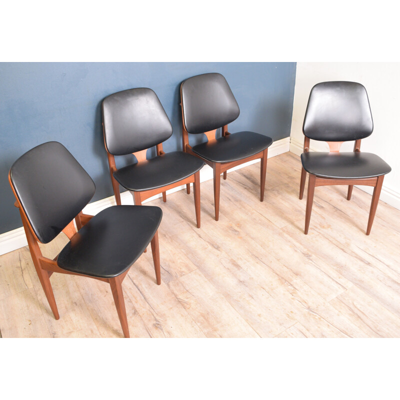 4 chaises à repas vintage en teck Elliots of Newbury Eon Danish