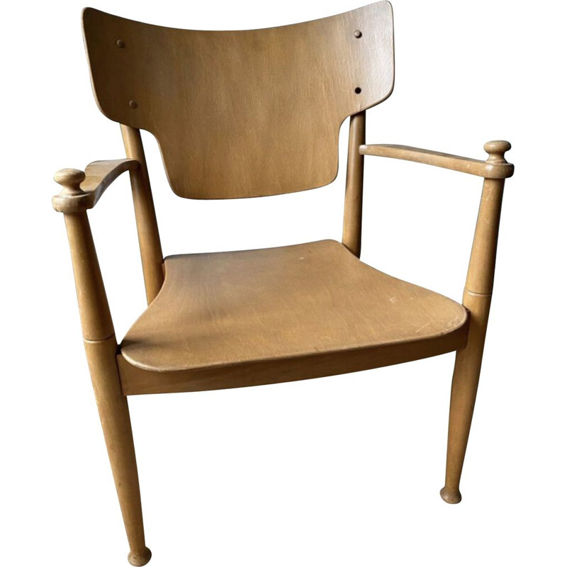 Vintage armchair "Portex" 1st edition Fritz Hansen for Peter Hvidt and Orla Molgaard Nielsen Denmark 1944