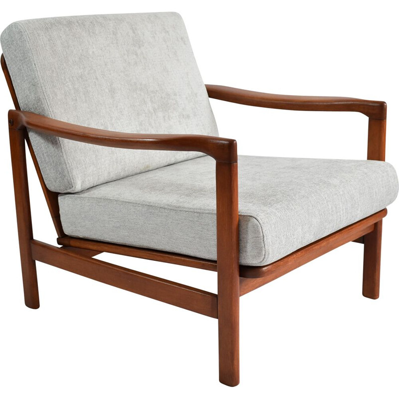Scandinavische lichtgrijze vintage fauteuil 1960