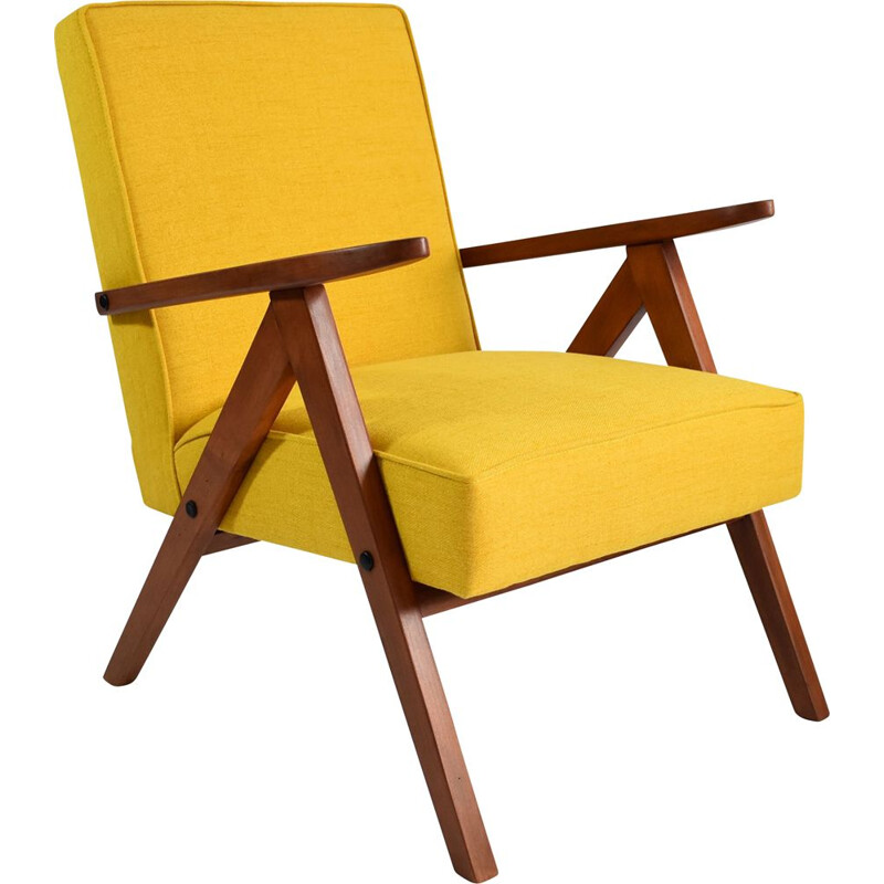 fauteuil vintage polonais - jaune 1960
