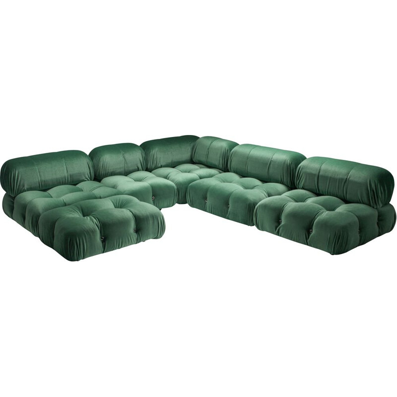 Vintage Camaleonda Sofa in grünem Samt Mario Bellini gepolstert in Pierre Frey 1970