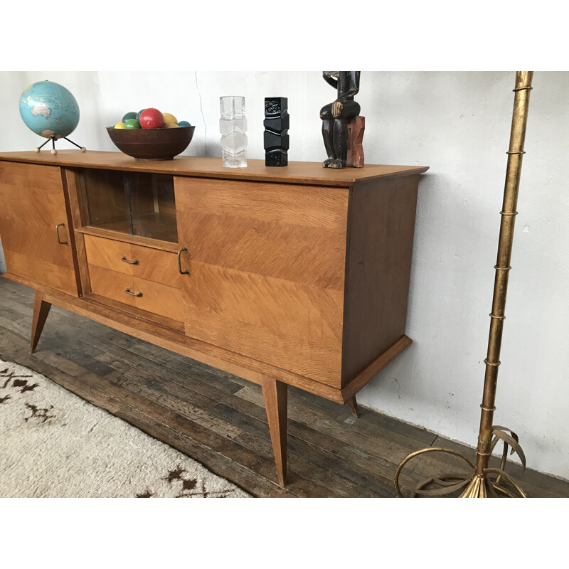 Vintage light oak sideboard with 1950's style compass feet