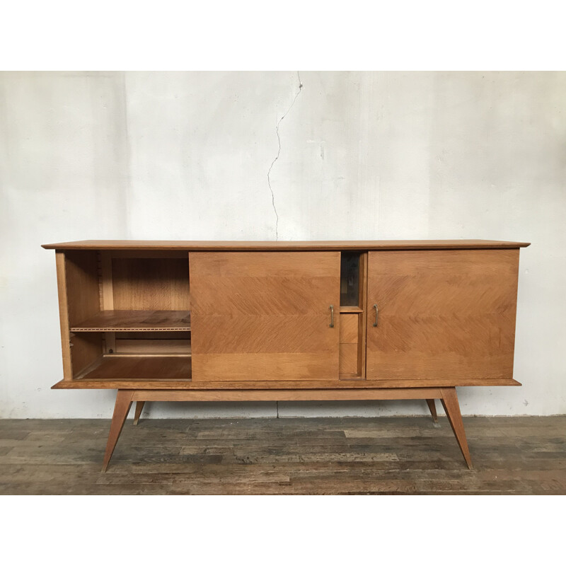 Vintage light oak sideboard with 1950's style compass feet