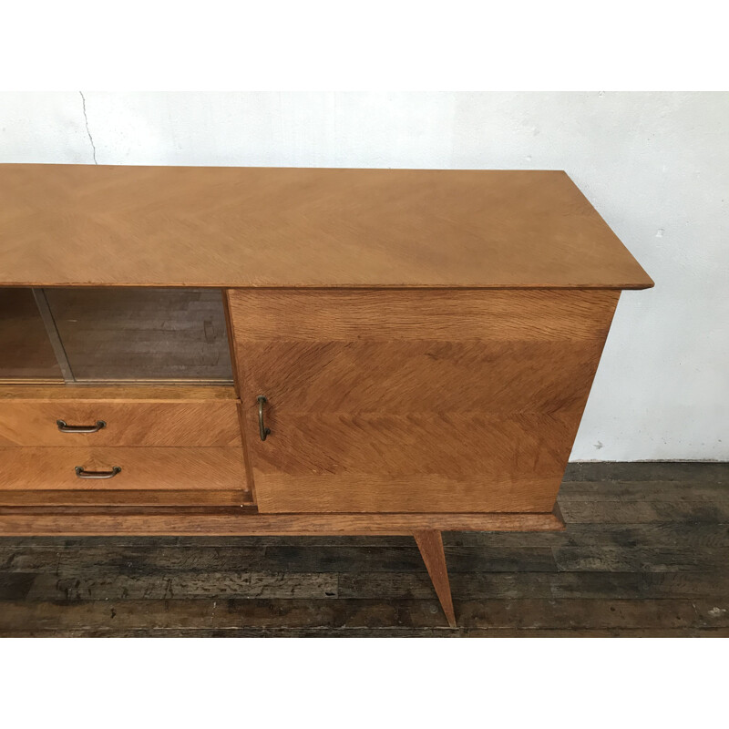 Vintage light oak sideboard with 1950's style compass feet