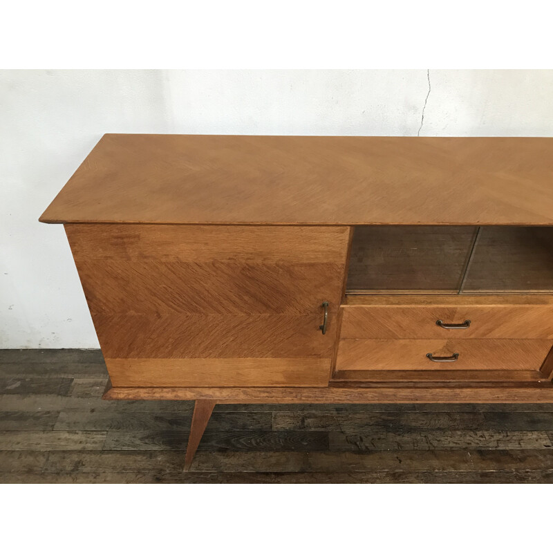 Vintage light oak sideboard with 1950's style compass feet