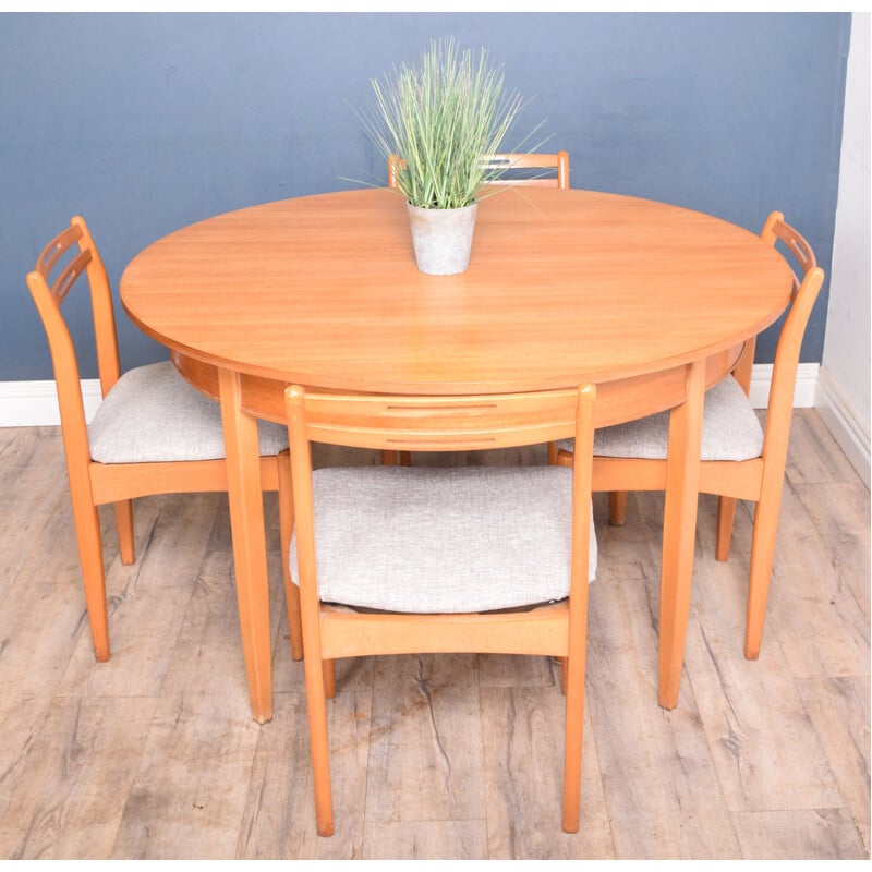 Vintage Teak Avalon Round Extending Table & Four Chairs 1960s