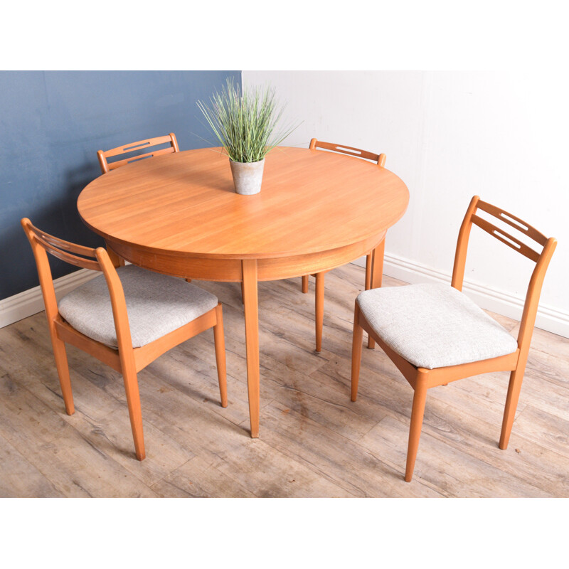 Vintage Teak Avalon Round Extending Table & Four Chairs 1960s