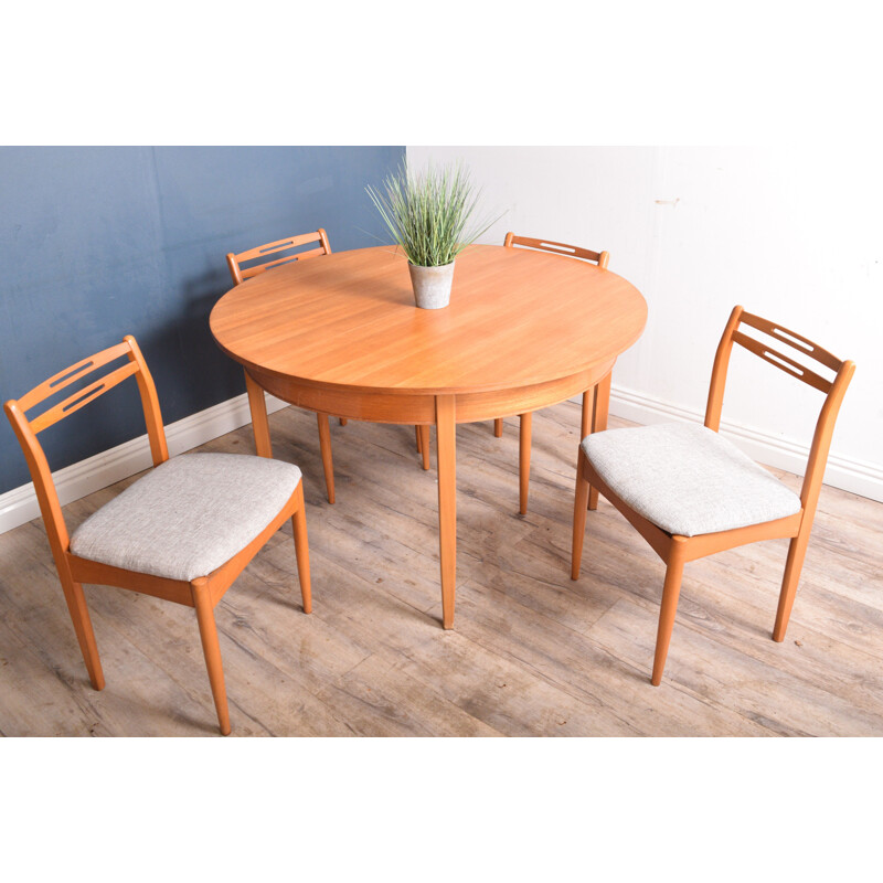 Vintage Teak Avalon Round Extending Table & Four Chairs 1960s