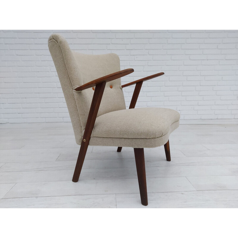 Fauteuil vintage en bois de teck laine de Kvadrat Danois 1960