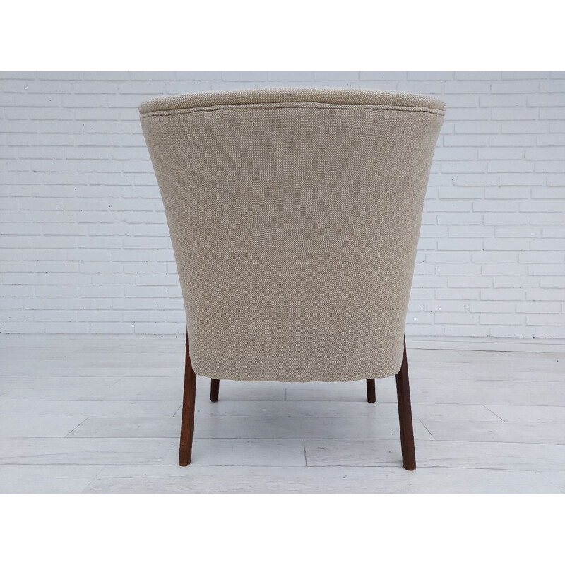 Vintage armchair teak wood, Kvadrat wool Danish 1960s