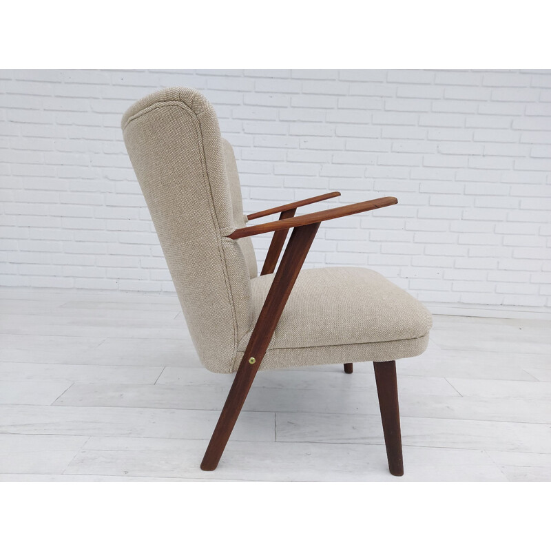 Fauteuil vintage en bois de teck laine de Kvadrat Danois 1960