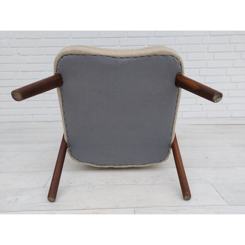 Vintage armchair teak wood, Kvadrat wool Danish 1960s