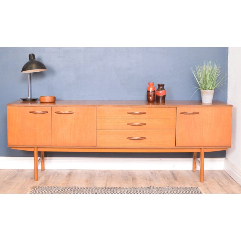 Vintage Long Avalon Teak Sideboard Cabinet 1960s