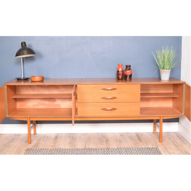 Vintage Long Avalon Teak Sideboard Cabinet 1960s