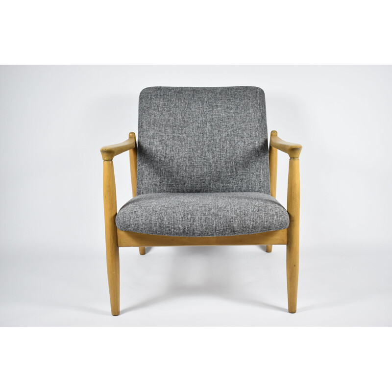 Poolse vintage fauteuil GFM64, ontwerp E.Homa, grijs 1960