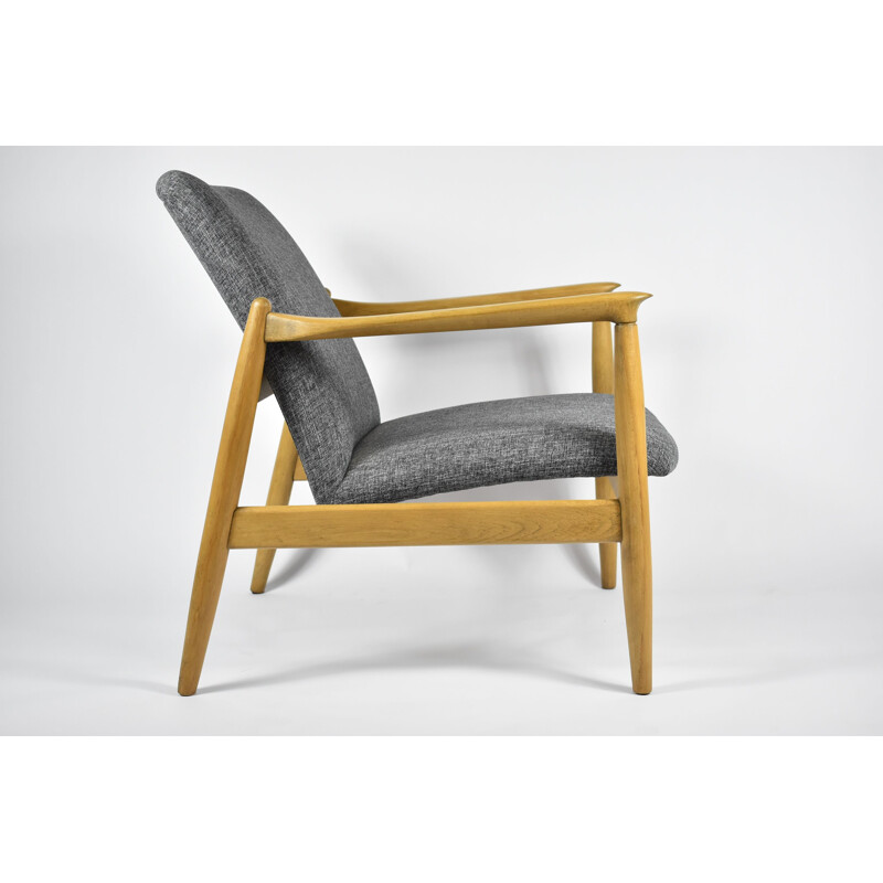 Poolse vintage fauteuil GFM64, ontwerp E.Homa, grijs 1960