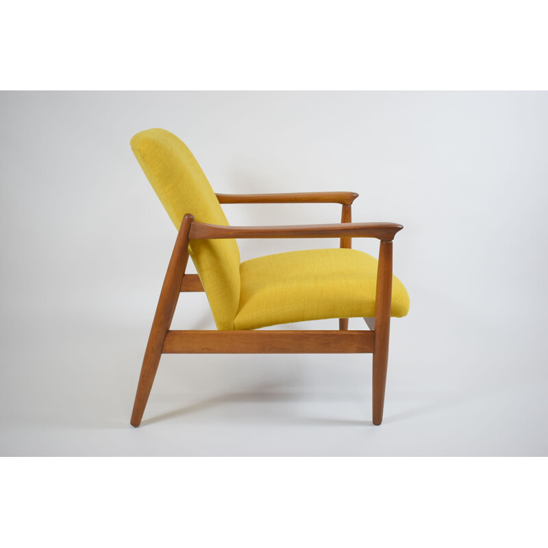 Vintage polish armchair GFM64, designed by E.Homa yellow 1960s