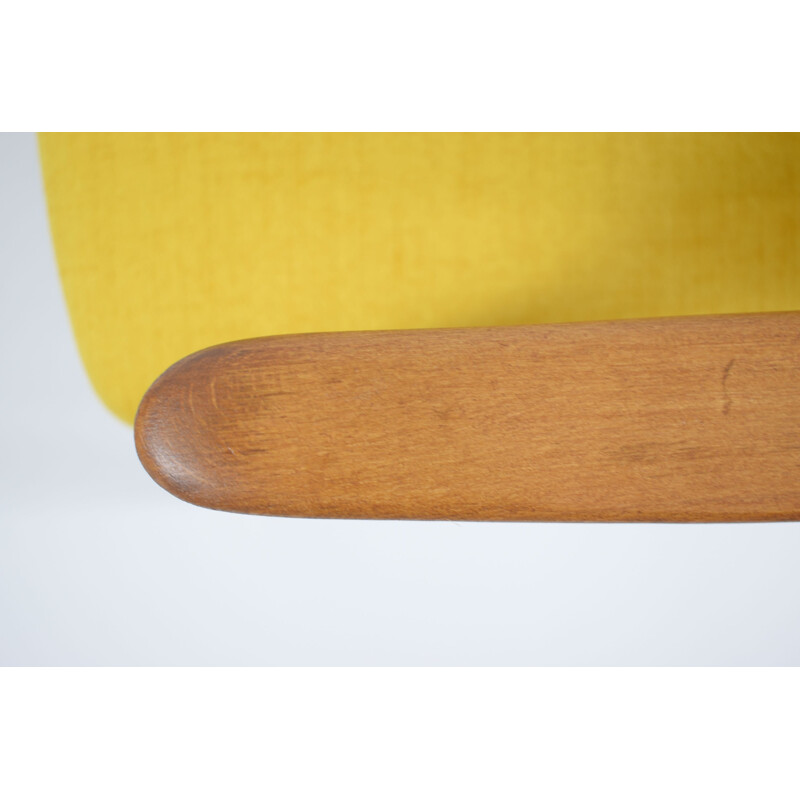 Vintage polish armchair GFM64, designed by E.Homa yellow 1960s