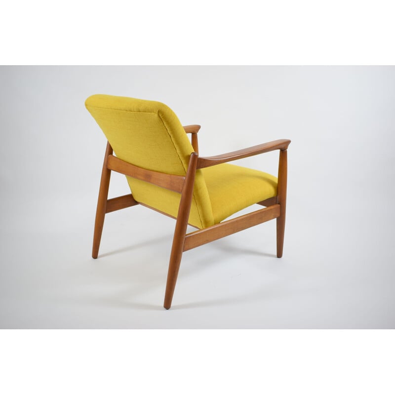 Vintage polish armchair GFM64, designed by E.Homa yellow 1960s