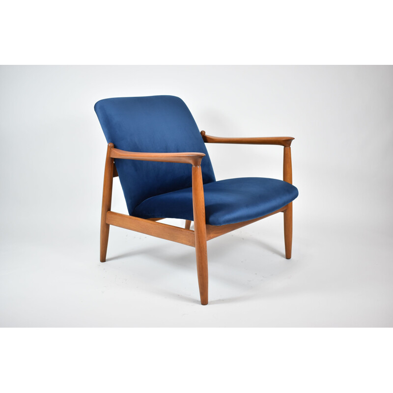 Vintage GFM64 Sillón de terciopelo azul icónico 1960