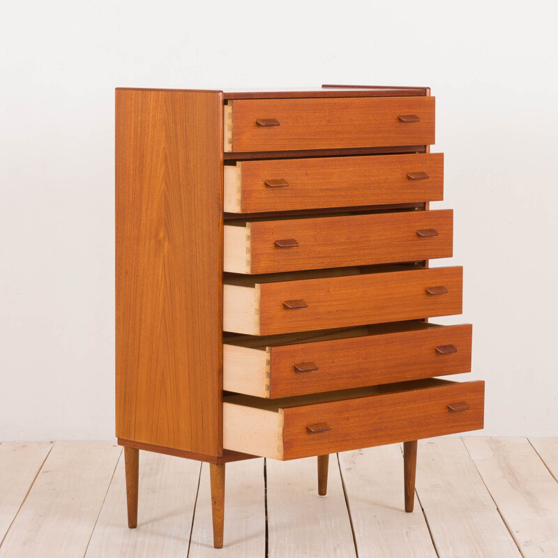 Vintage teak chest of drawers by Carl Aage Skov Danish 1960s